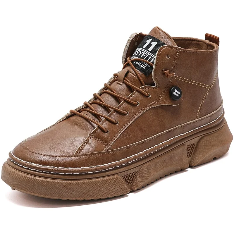 Qengg Comfort Microfiber Leather Men Casual Shoes High Quality Ankle Boots Men Non Slip Platform Men Casual Boots botas homens