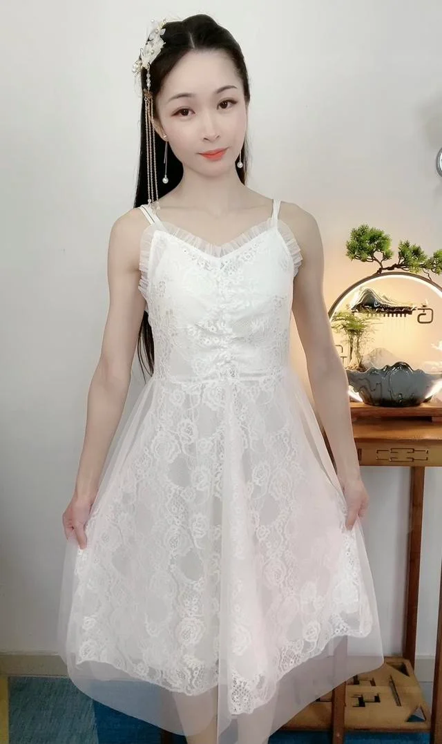 Mesh lace slip dress