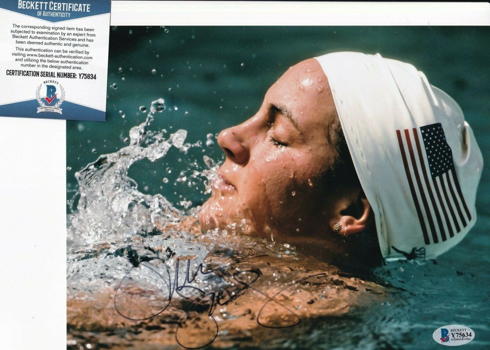 SUMMER SANDERS signed (USA OLYMPICS) SWIMMING Stanford 8X10 Photo Poster painting BECKETT Y75634