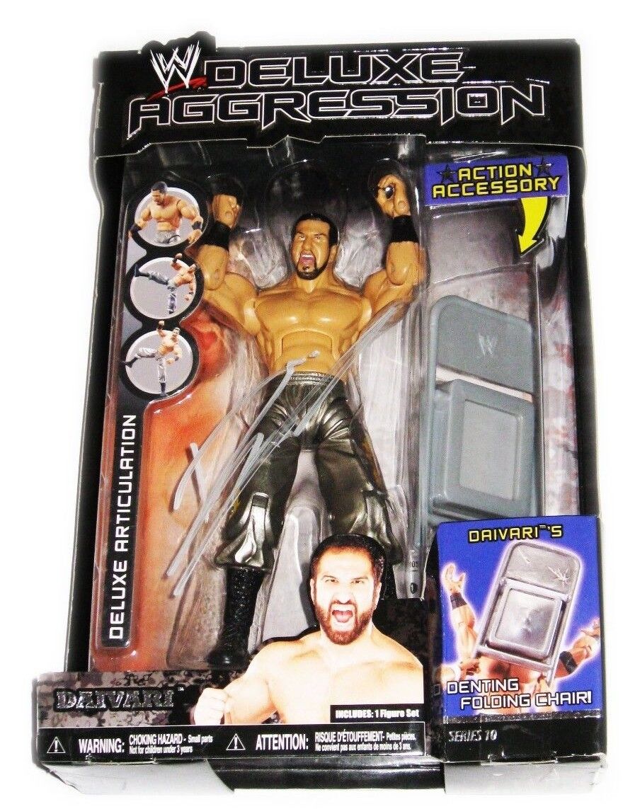 WWE DELUXE AGGRESSION DAIVARI SIGNED TOY FIGURE WITH PICTURE PROOF AND COA