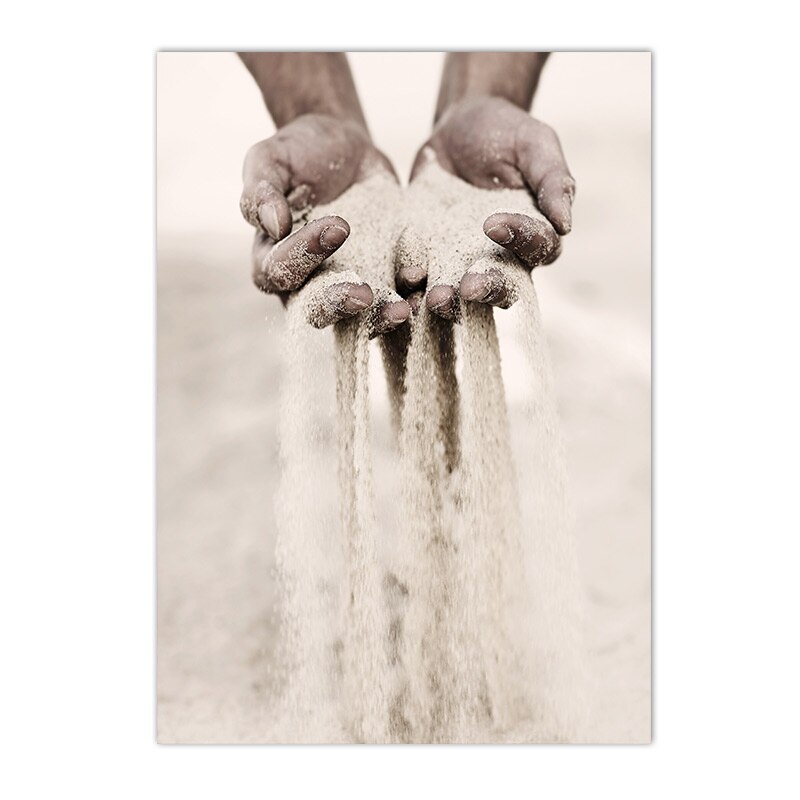 Hand Sand Falling Canvas Painting Dried Flower Plant Print Desert Landscape Wall Art Pictures Nordic Poster Living Room Decor