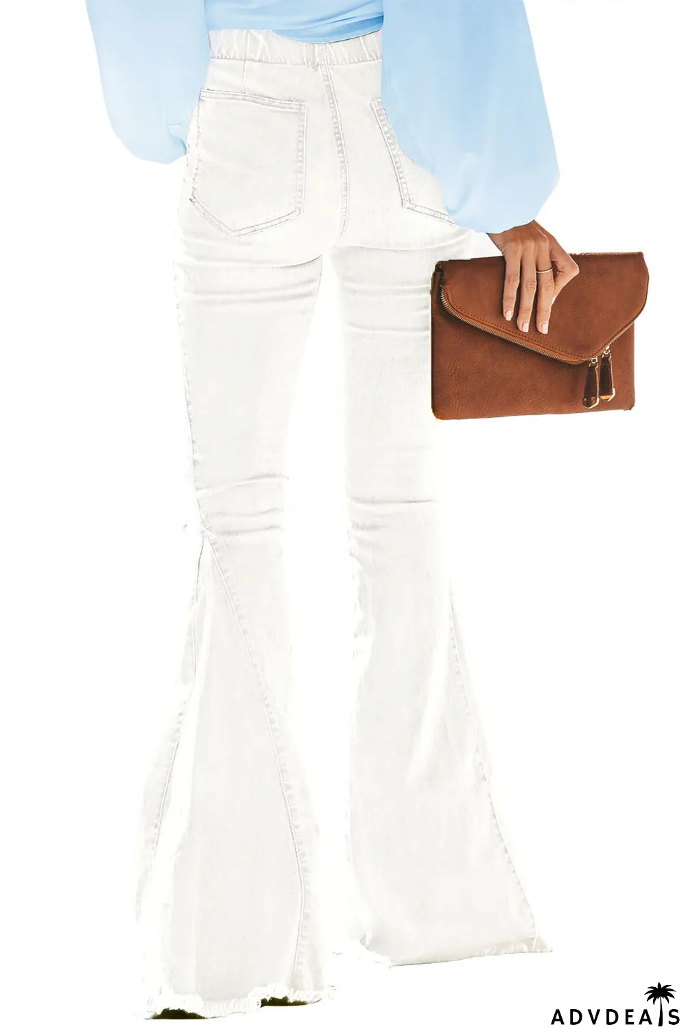 Distressed Bell Bottom Denim Pants