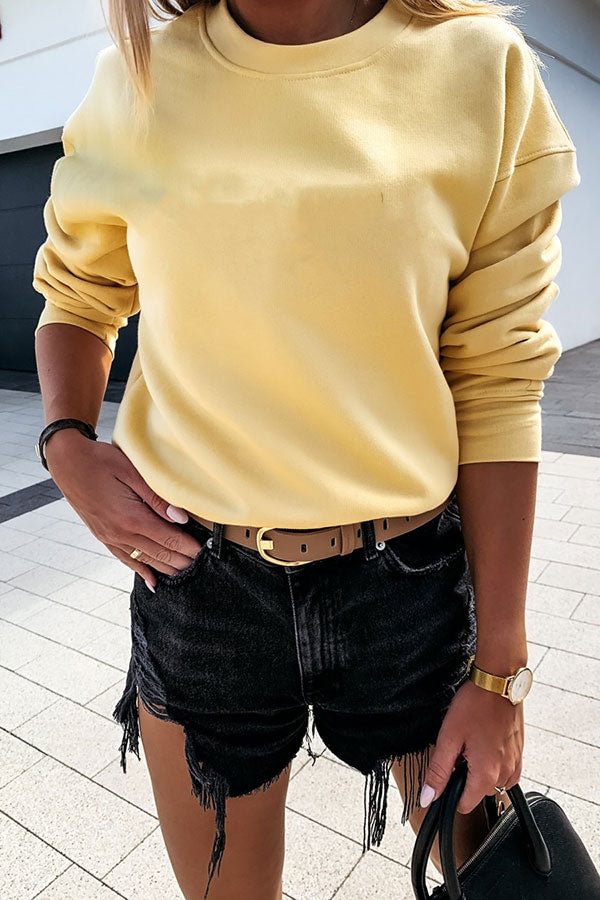 Solid Color Feminine Sweatshirt