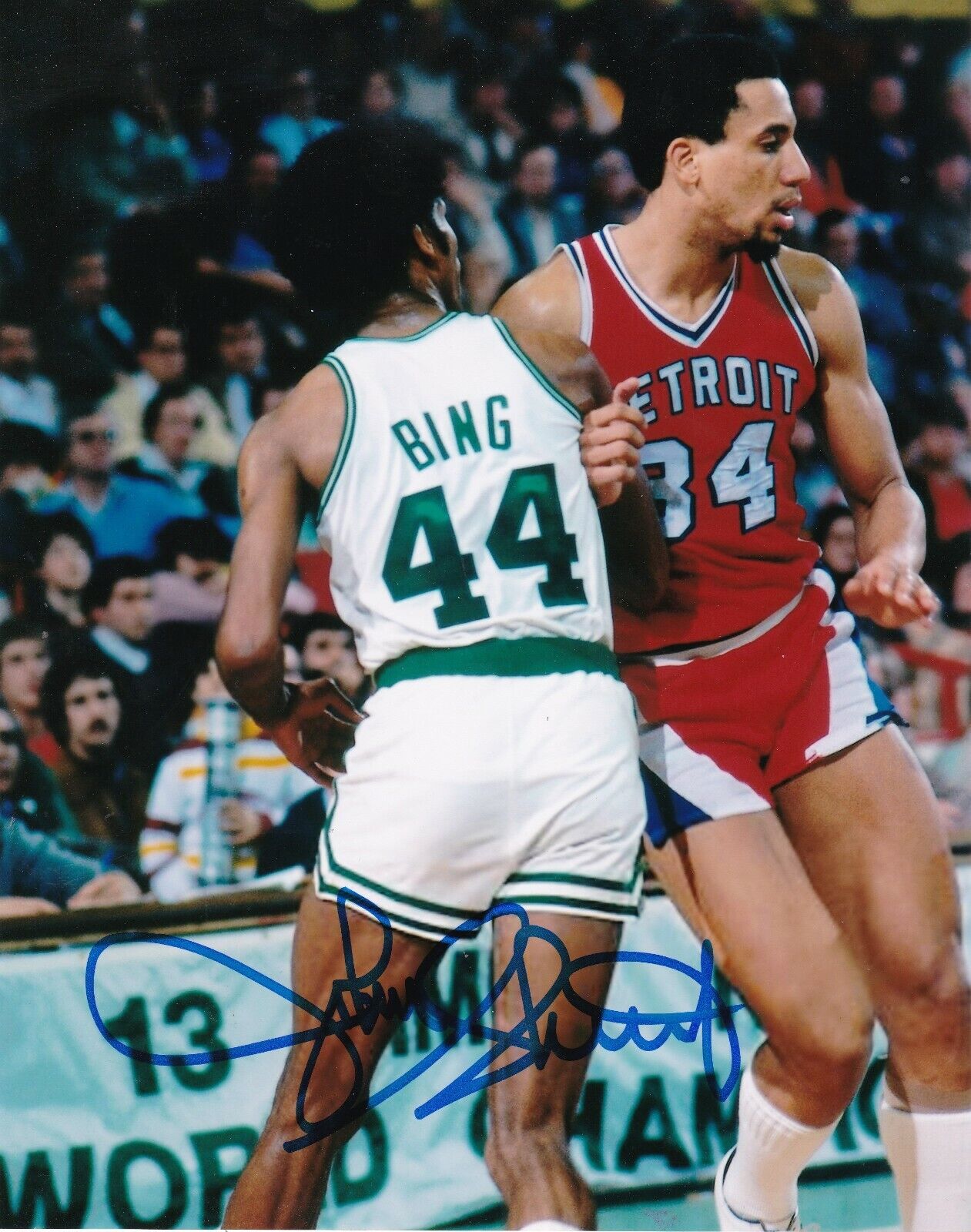 JOHN SHUMATE DETROIT PISTONS ACTION SIGNED 8x10