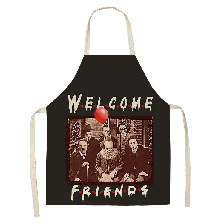 Pumpkin Witch Horror Happy Halloween Kitchen Aprons for Woman Man Home Cooking Baking Shop Cleaning Cotton Linen Apron