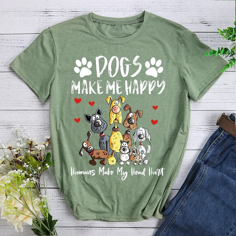 ANB - Dogs Make Me Happy  T-shirt Tee -07562