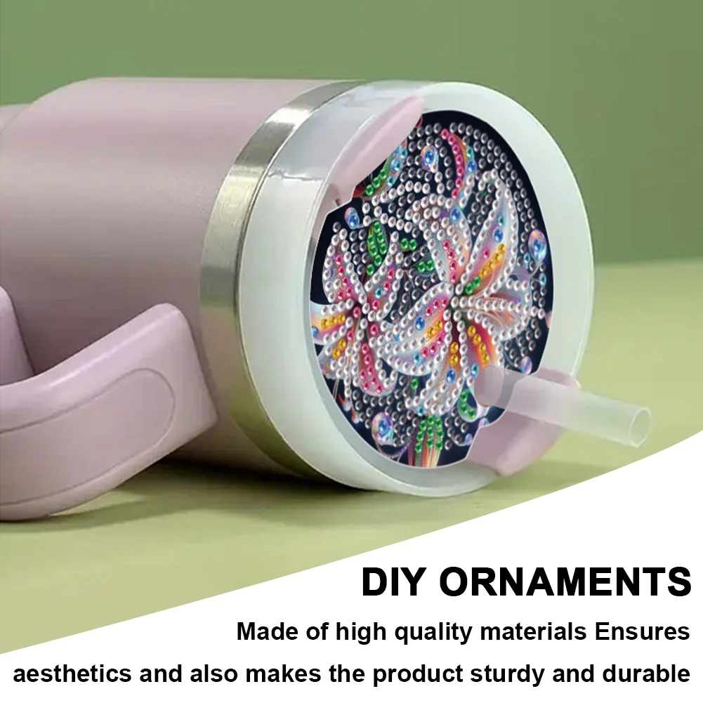 8pcs Seahorse Owl DIY Diamond Art Cup Lid Accessories Bling Tumbler Lid Plate