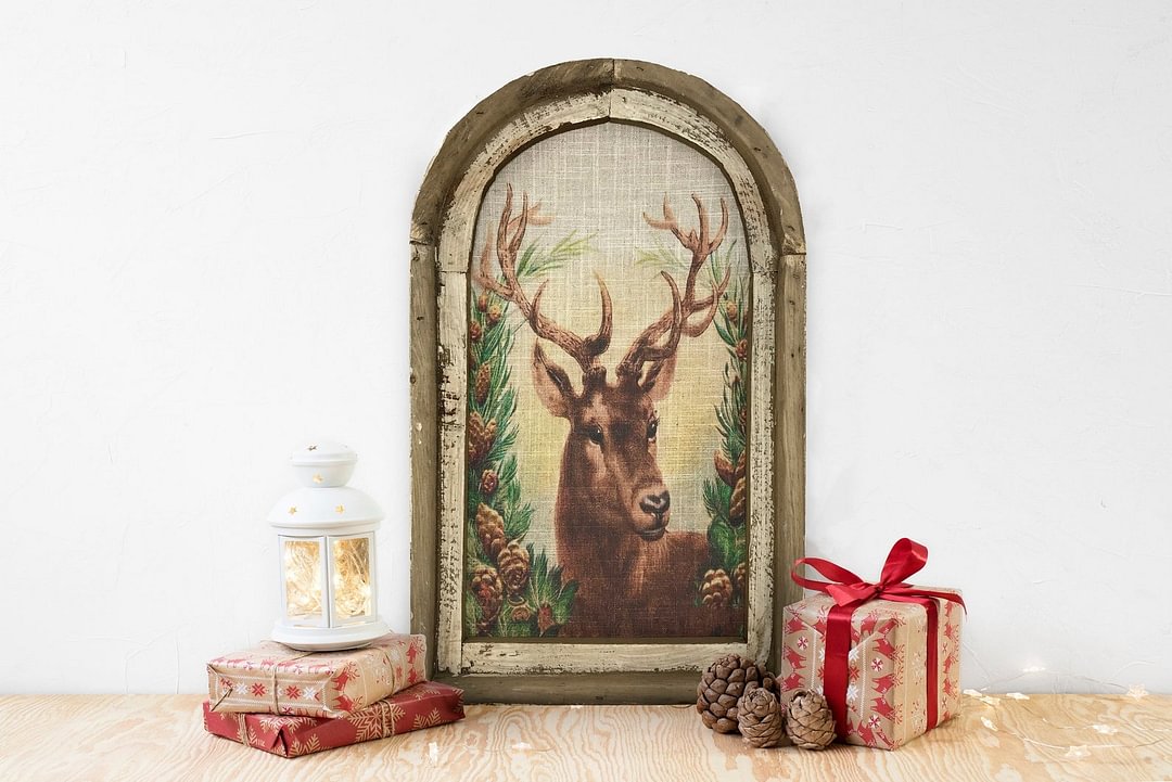 Christmas Deer Wall Decor Farmhouse Xmas Decor