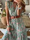 Floral Printed Sleeveless Midi Dress