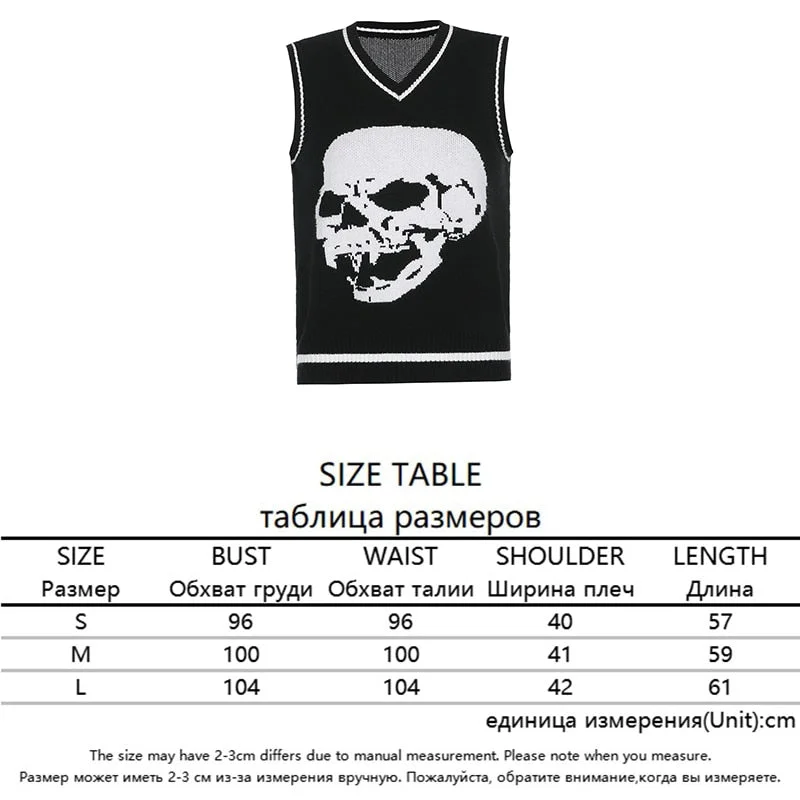 Rapcopter Sweaters Skulls Pullovers V Neck Knitwear Loose Casual Knitted Jumpers Women Streetwear Retro Tops Autumn Winter Cute