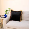 Velvet Golden Tassels Plush Home Living Creative Cushion Pillow Cover