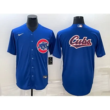 Men's Chicago Cubs Royal Team Big Logo Cool Base Stitched Jersey NMA4