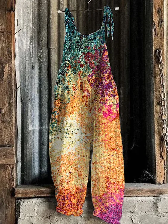 Women's Comfort Printed Linen Jumpsuit