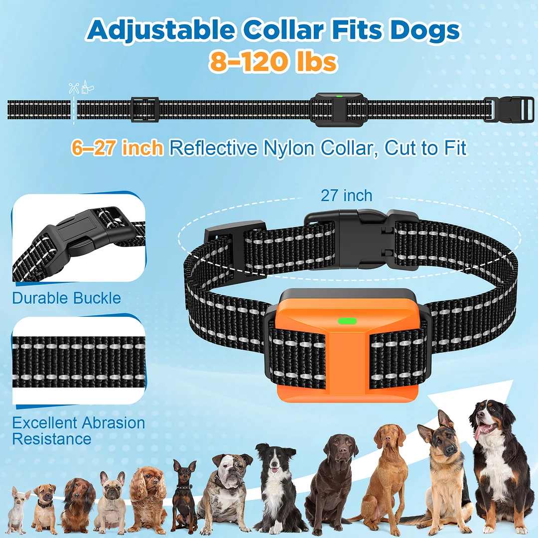 Dog Training Collar for 2 Dogs with Remote, 1640FT Range IP67-Rated, Beep Vibration Safe Shock Modes, Safety Lock, Adjustable Reflective Nylon Collars, Rechargeable