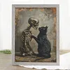 Black Cat And Skull-14CT Stamped Cross Stitch 30*40cm/11.81*15.75in