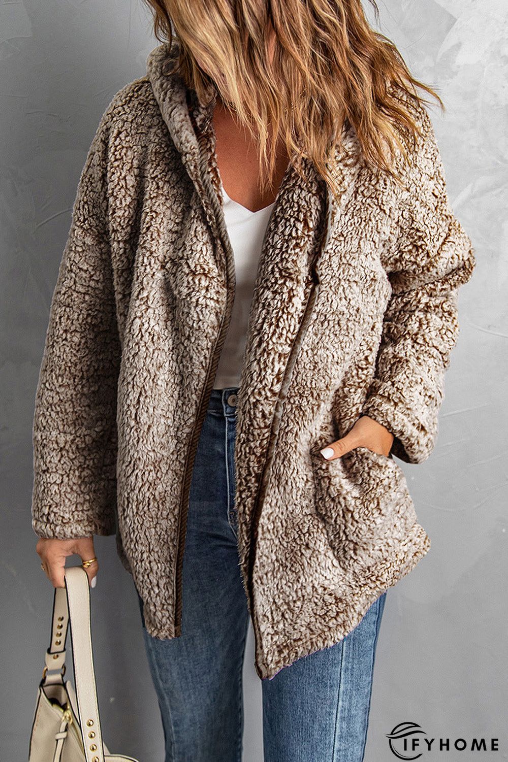 Fleece Thickened Hooded Jacket Women's Mid-length Loose Casual Jacket | IFYHOME