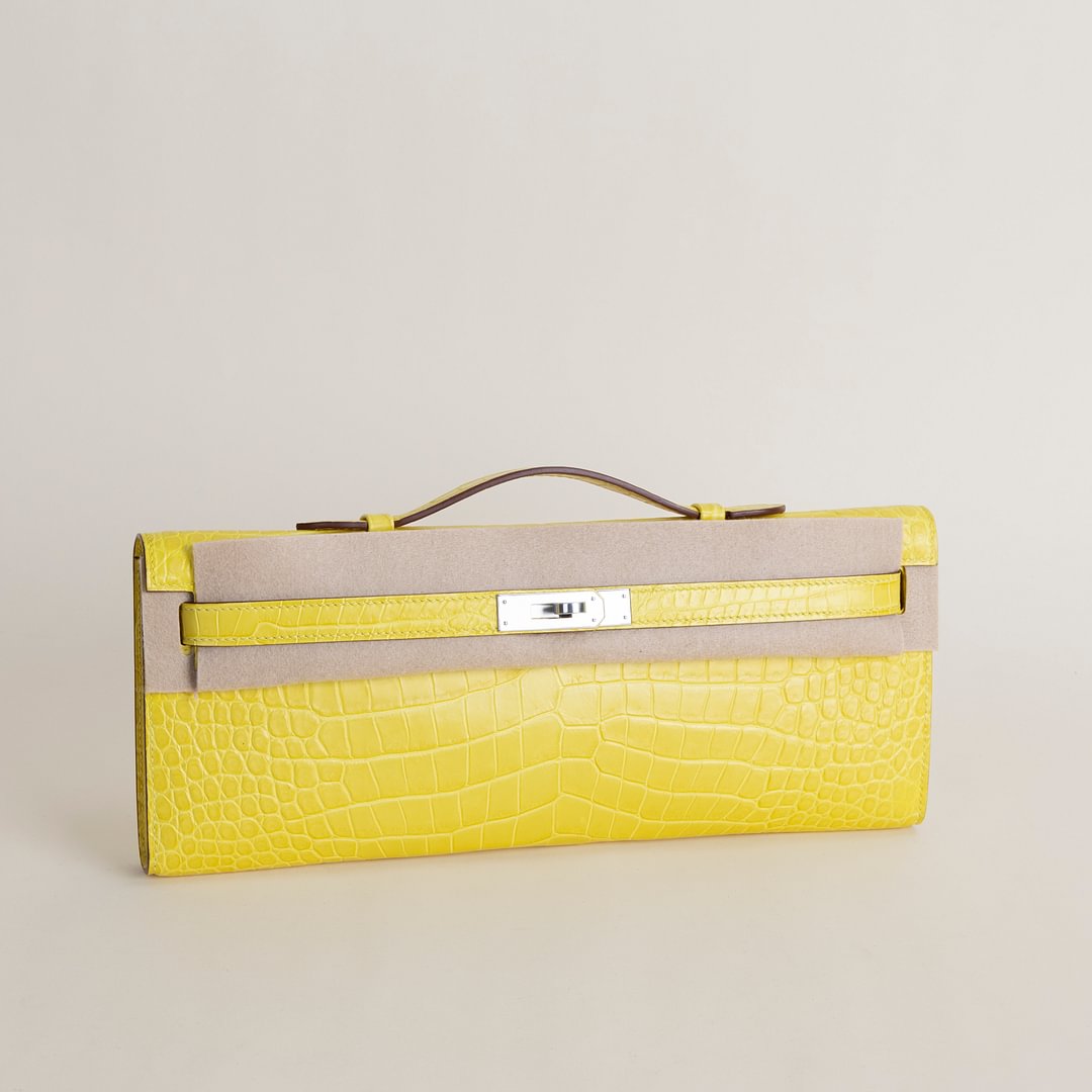 Kelly cut Matte Porosus Crocodile 9R Lime PHW