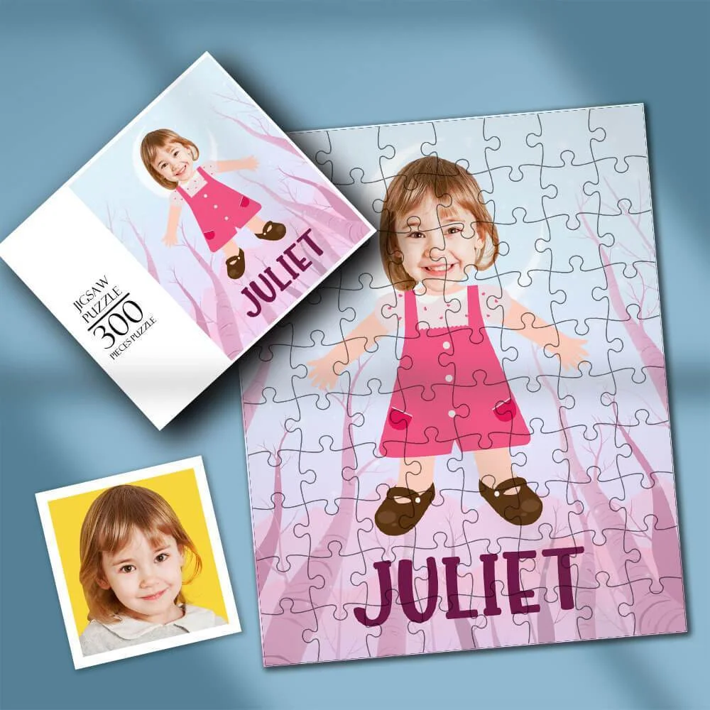 Custom Face Photo Pink Dress Style Personalized Jigsaw Puzzle - 35-1000 pieces