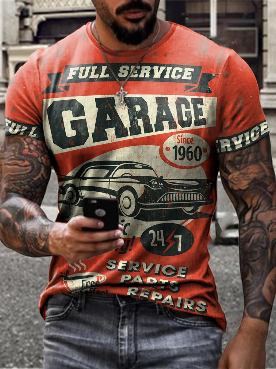 Retro service area car repair print T-shirt / [viawink] /