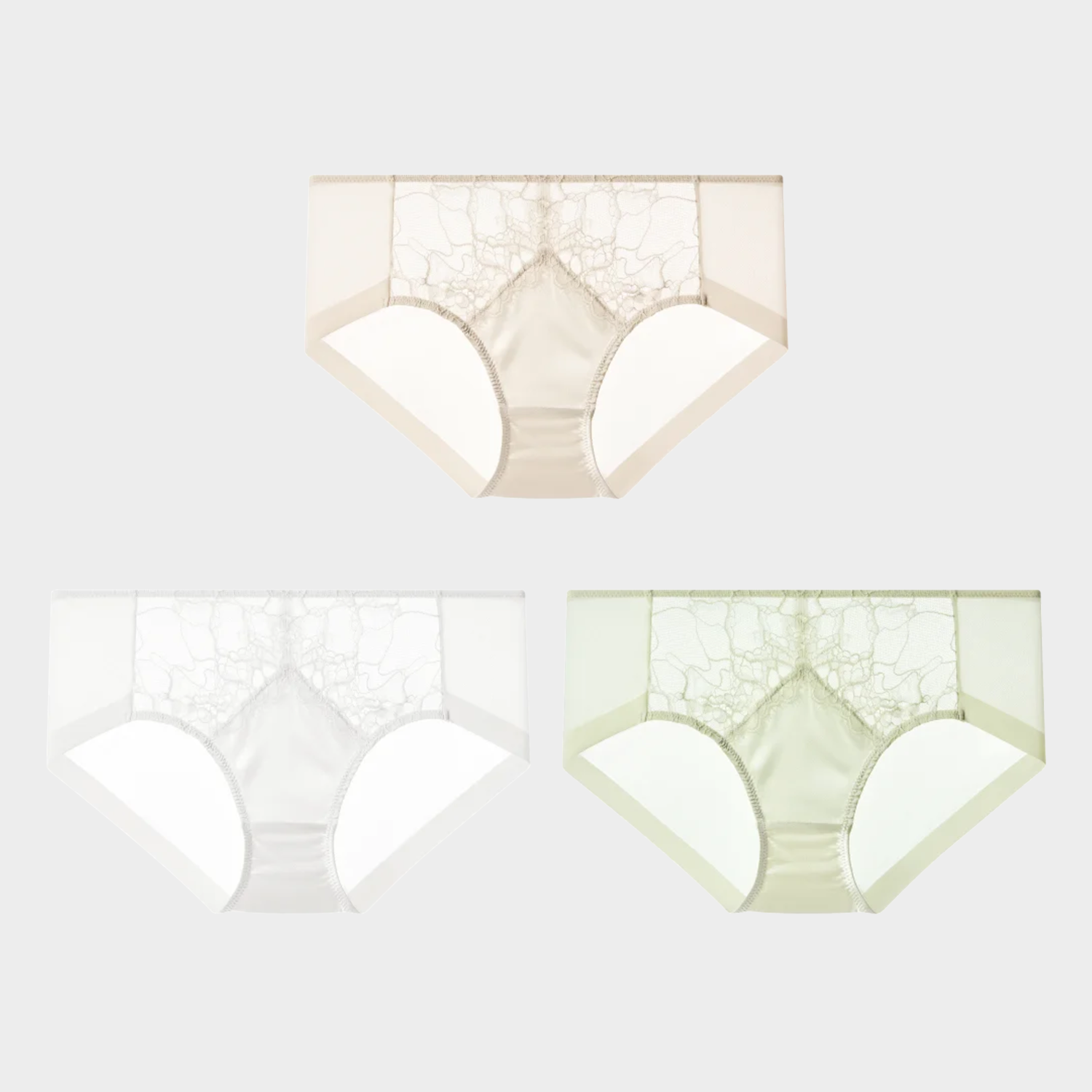 100% Silk Lace Briefs Panties 3-Pack REAL SILK LIFE