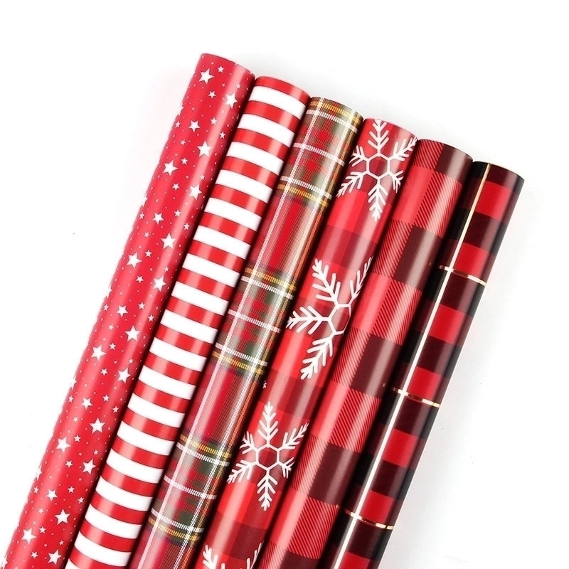 Christmas Fashion Plaid Snowflake Coated Paper Party Gift Wrapping Supplies