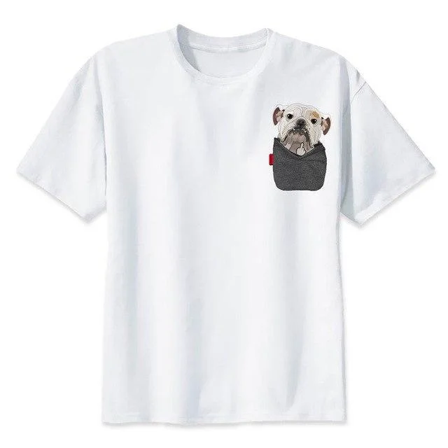 French Bulldog Casual White Printed Short Sleeve T-Shirt For Men/Women Tops Tees