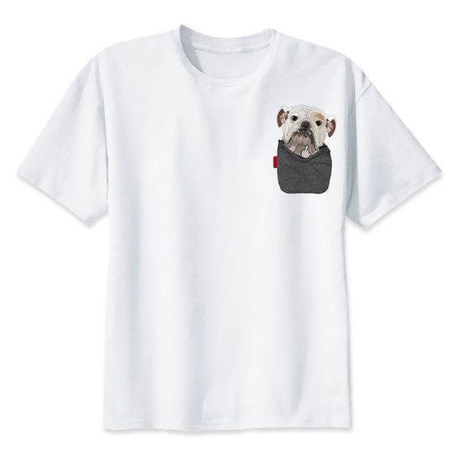 French Bulldog Casual White Printed Short Sleeve T-shirt For Men/Women Tops Tees | EGEMISS