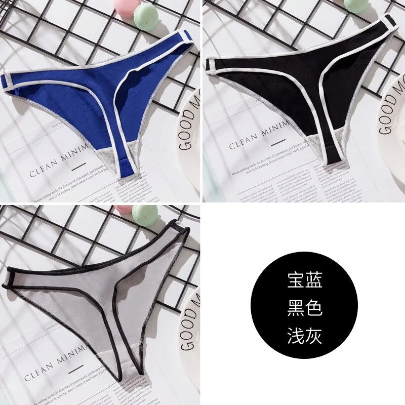 Panties Woman Sexy G-String 3 Pieces Briefs Lingerie Low Waist Cotton Crotch Soft New T-back Femal Underwear