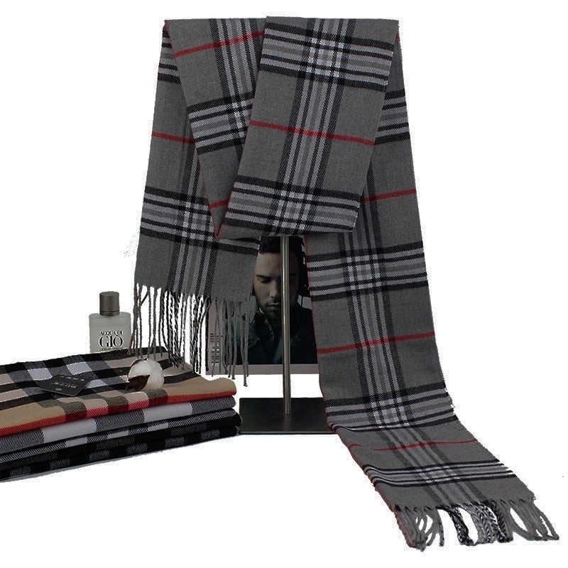 New Autumn And Winter Imitation Cashmere Student Men’s Business Casual Brushed Thick British Plaid Scarf Long Men’s Scarf