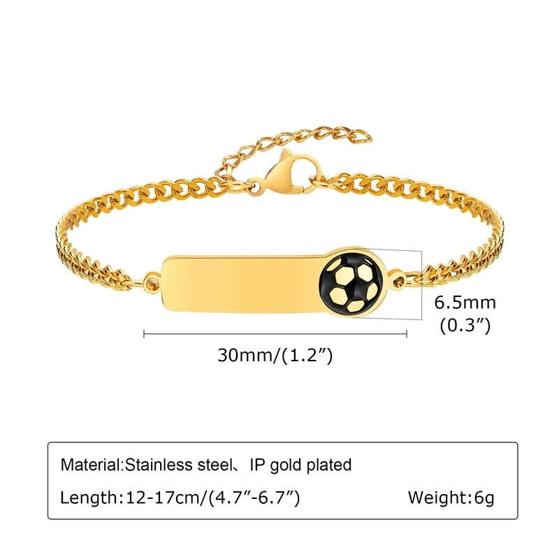 Cute Minimalist Car Football 304 Stainless Steel 18K Gold Plated Kid'S Bracelets