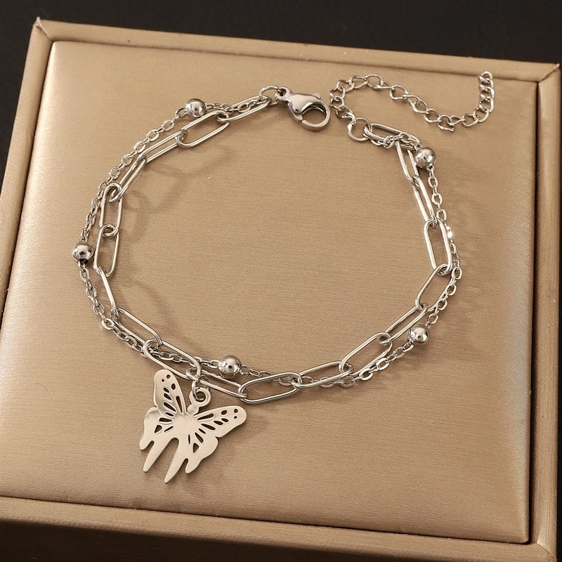 Minimalist Moon Flower Bow Knot Imitation Pearl Alloy Bracelets