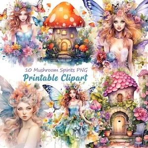 Enchanted Forest Fairy PNG Bundle, Fairy Garden Watercolour Clipart ...