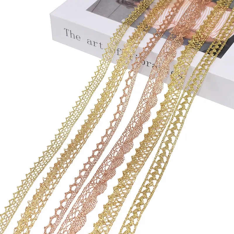 5/10Yards Gold Lace Trim Ribbon Curve Lace Fabric Sewing Centipede Braided Lace Wedding Craft DIY Clothes Accessories Home Decor