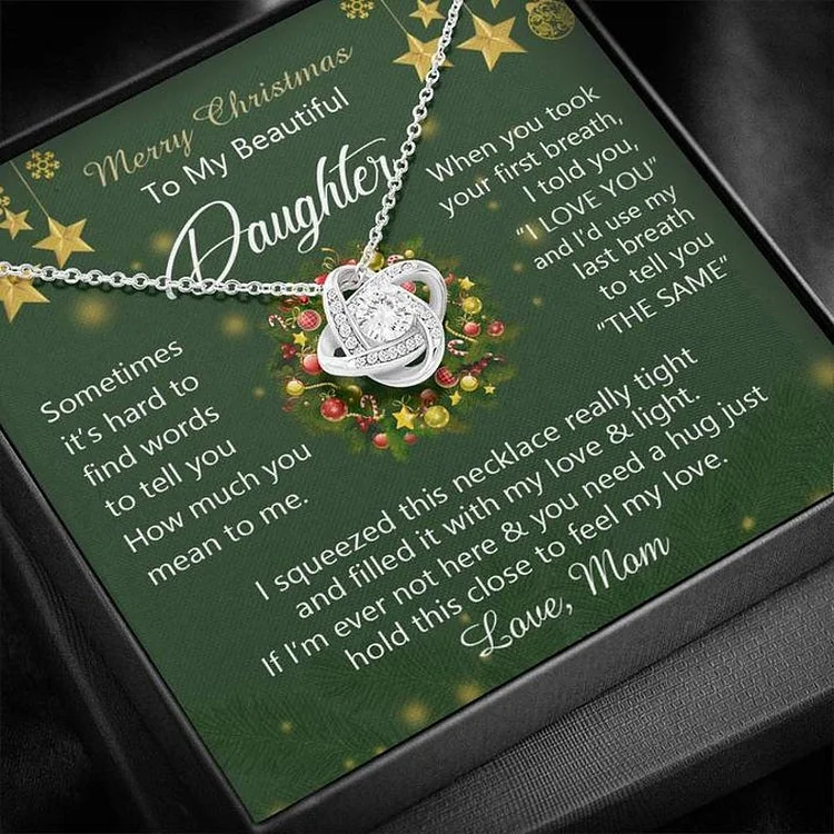 To My Beautiful Daughter from Mom Love Knot Necklace Christmas Gift Set