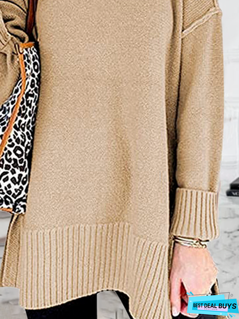 Crew Neck Cotton Casual Sweater