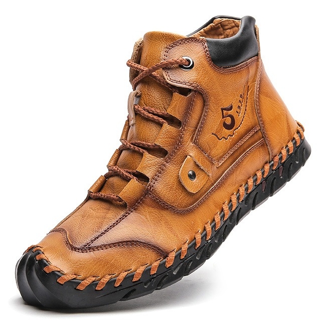Men's Leather Comfort Casual Daily Outdoor Walking Waterproof Ankle Boots | ARKGET