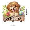 (US Only)Wood Hello Dog DIY Diamond Painting Hooks No Hole Punching Wall Decoration