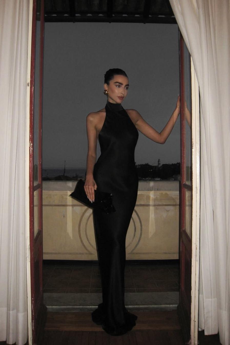 Lvs&Broner Halter Sleeveless Backless Mermaid Long Prom Dress With Pleated