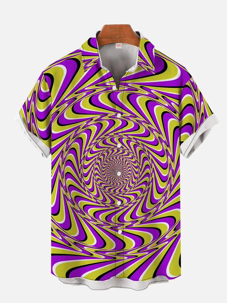 Optical Illusions Spiral Vertigo Dynamics Pattern Printing Men's Short Sleeve Shirt