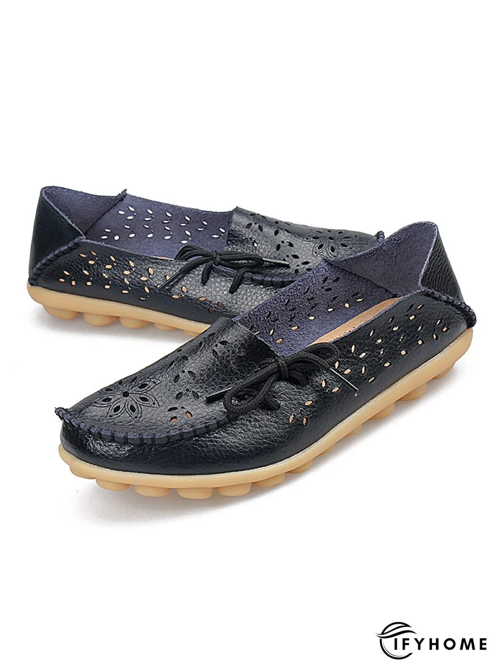 Cowhide Hollow Lace-up Portable Shoes | IFYHOME