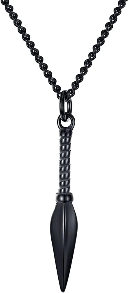JAJAFOOK Men's Weapon Necklaces Titanium Steel Spearhead Shuriken Charm Pendant