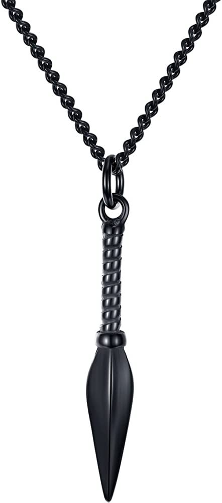 JAJAFOOK Men's Weapon Necklaces Titanium Steel Spearhead Shuriken Charm Pendant