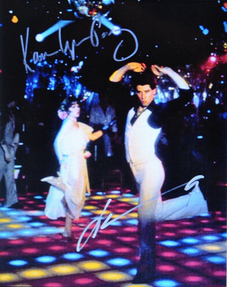 SATURDAY NIGHT FEVER cast x2 John Travolta & Karen Lynn Gorney 8x10 wCoA