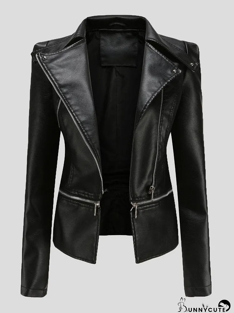 Detachable Hem Long Sleeve Fashion Leather Jacket