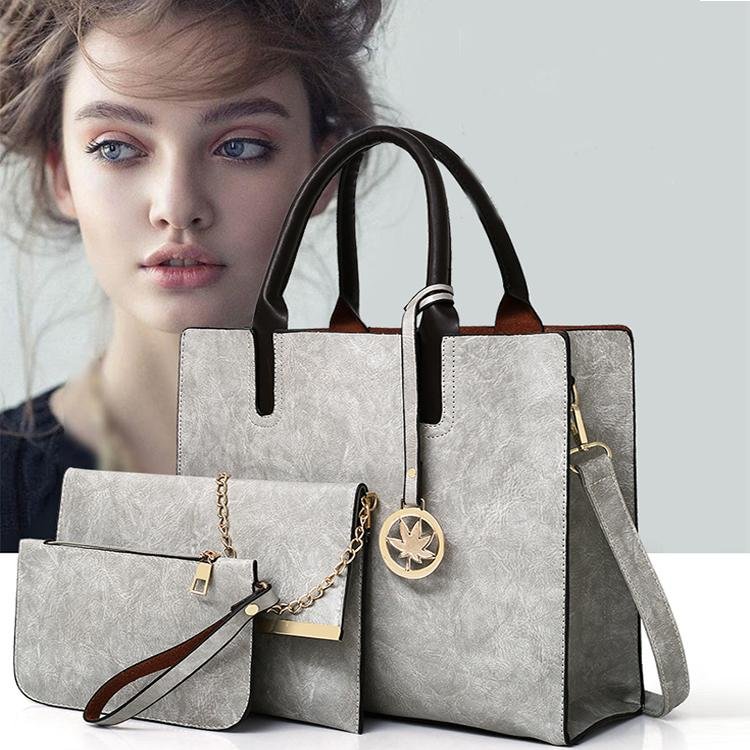 3Pcs Women's Bags Sets Solid Color Handbag Sets