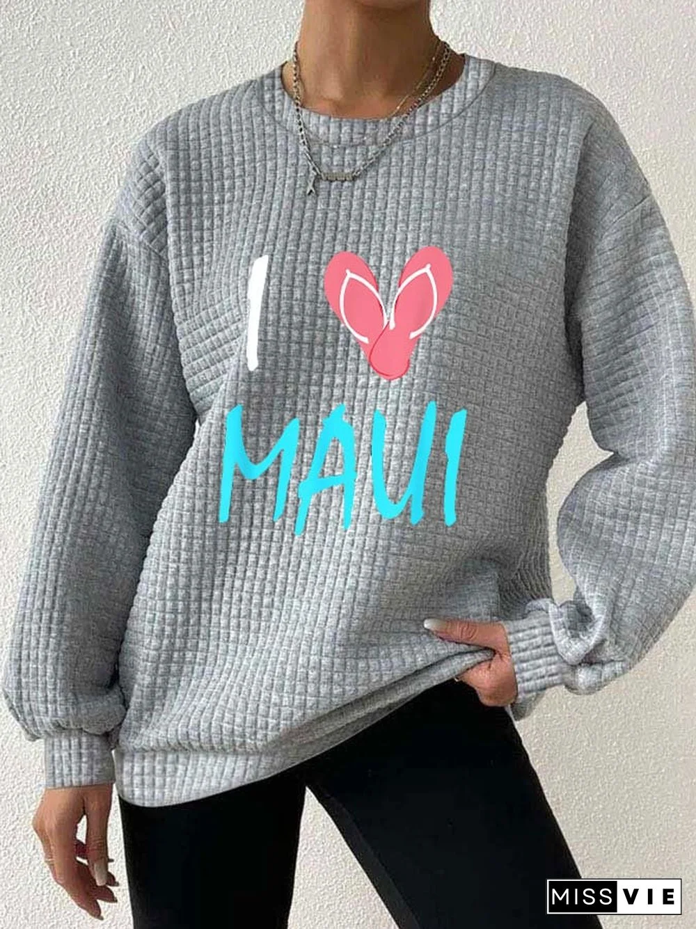 Women's I love maui waffle sweatshirt