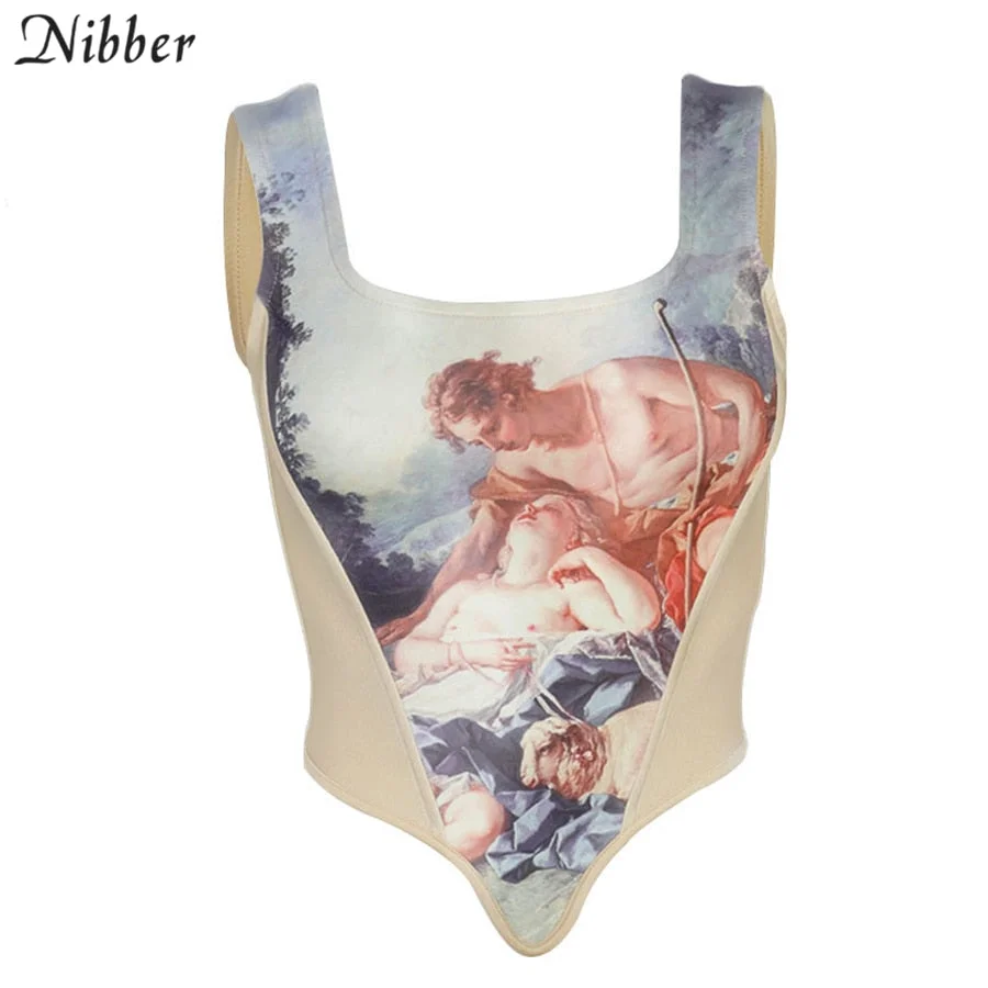 Nibber Cute Sweet Cartoon Graphic Camisole For Women Crop Top Autumn Chic Wild Cosplay Casual Wear Christmas Party Tees Female