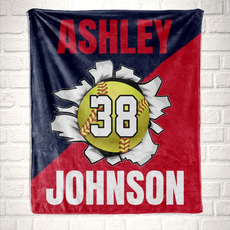 Personalized Softball Blanket for Comfort & Unique| BKKid104