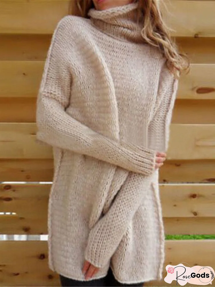 Women's Long Sleeve Soft Knitted Casual Pullover Sweater