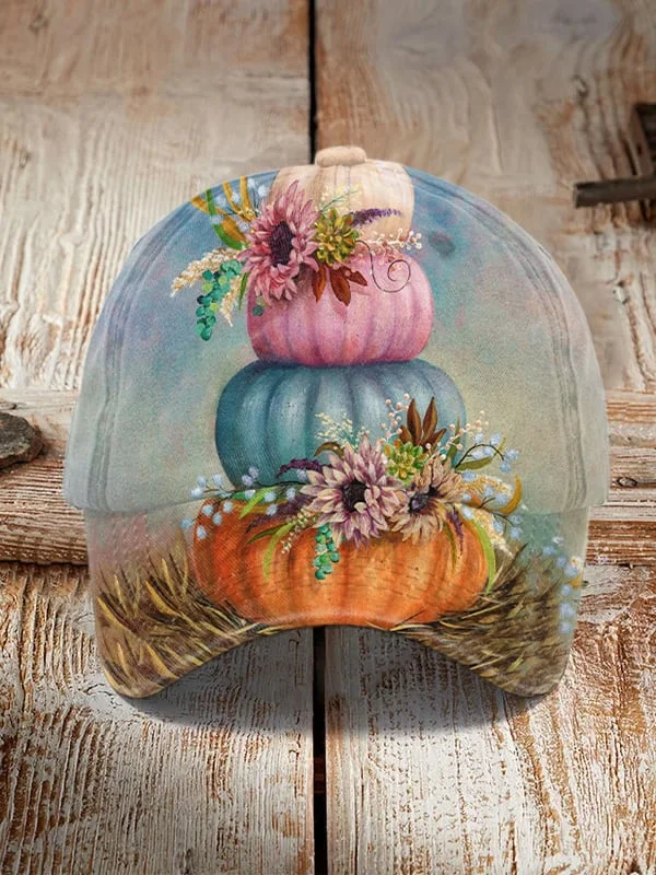 Women's Fall Colored Floral Pumpkin Hat